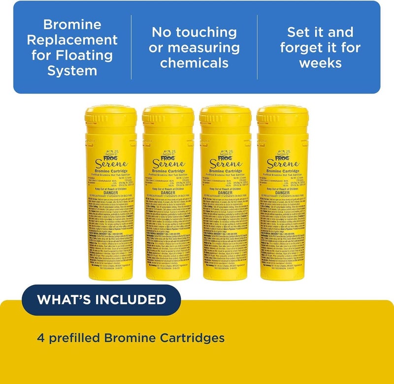 Frog Serene Replacement Bromine Cartridges for use with Hot Tub Serene Floating Sanitizing System - Prefilled for Quick & Easy Hot Tub Maintenance - 4 Pack - Image 3